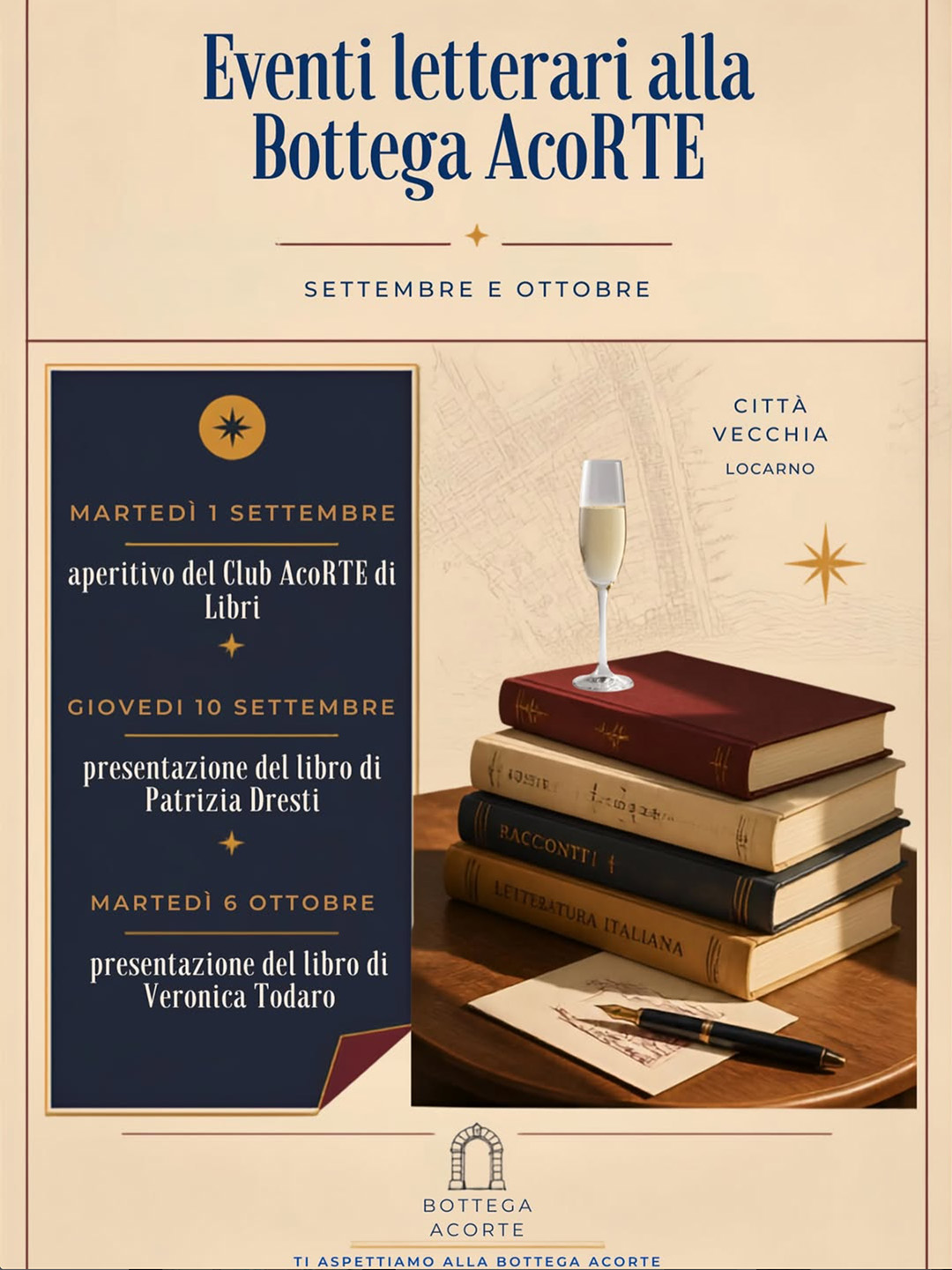 Eventi letterare alla Bottega AcoRTE - Settembre e ottobre 2026